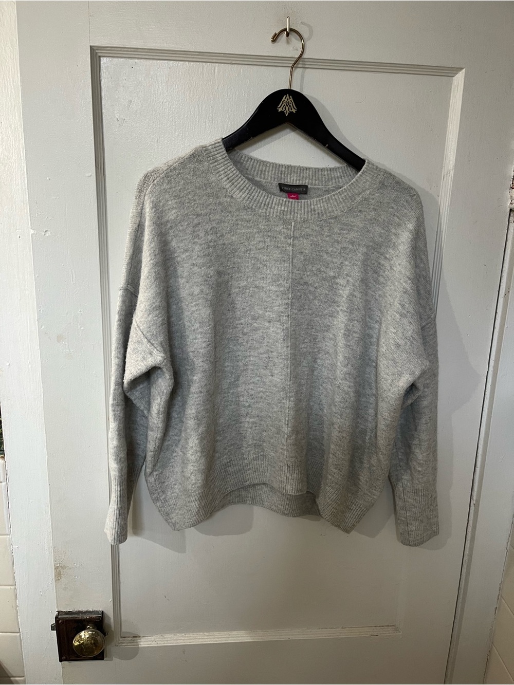 Vince Camuto Gray Oversized Center Seam Crewneck Sweater Women’s Size Large EUC